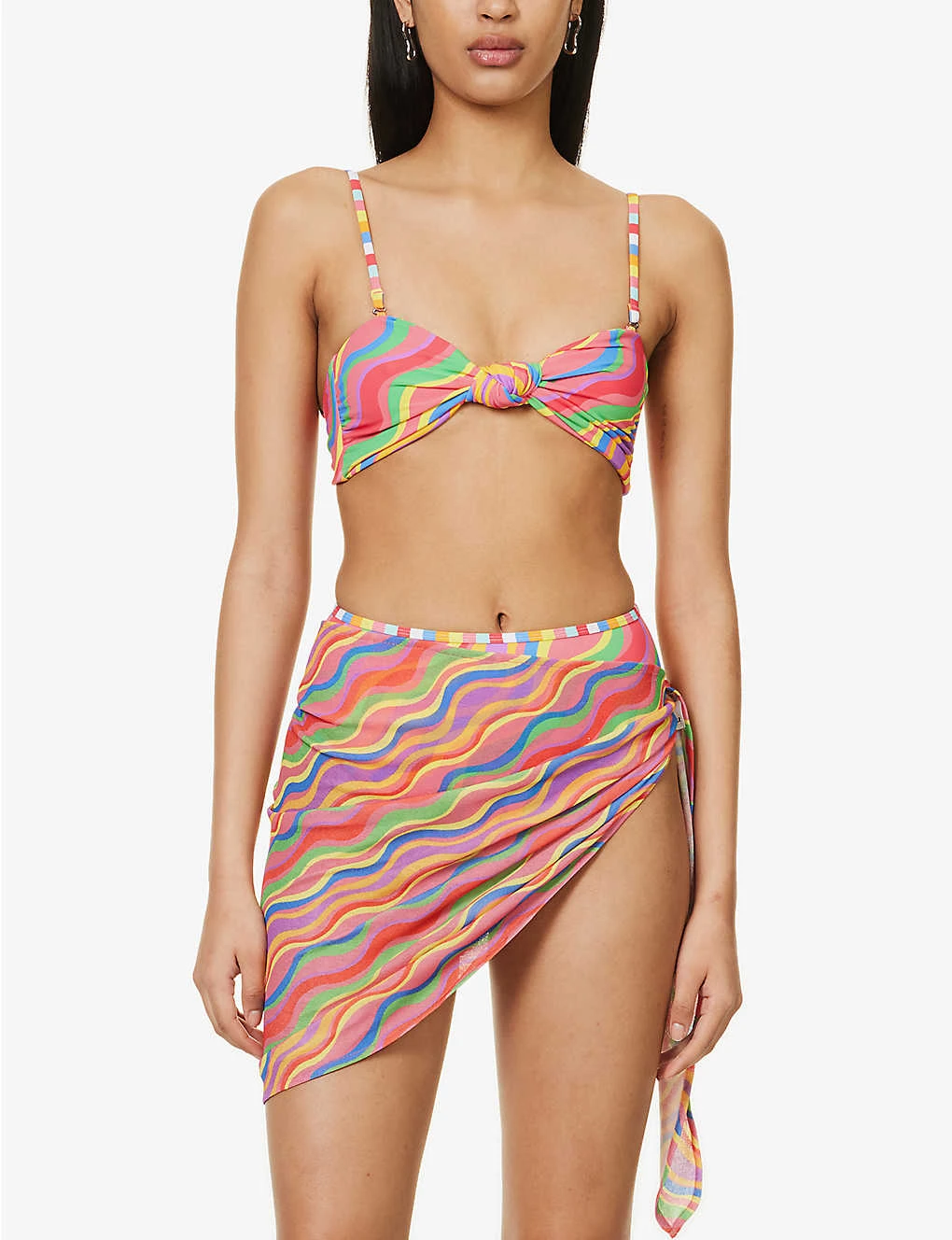 It's Now Cool Rainbow Striped Mesh Sarong 3 It's Now Cool Rainbow Striped Mesh Sarong - Image 3