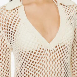 Newport Semi-sheer Cotton-blend Mini Dress -Outlet Pique Style Store R04165938 IVORYCROCHET ALT03