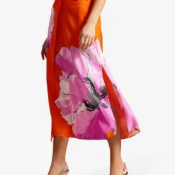 Ted Baker Bethhie Floral-print Woven Maxi Skirt -Outlet Pique Style Store R04166178 BRTORANGE ALT02