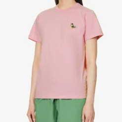 Brand-appliqué Ribbed-trim Cotton-jersey T-shirt -Outlet Pique Style Store R04166214 DUSTYROSE ALT02