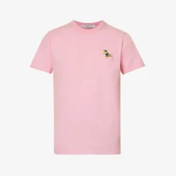 Brand-appliqué Ribbed-trim Cotton-jersey T-shirt