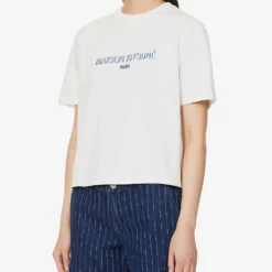 Brand-embroidered Ribbed-trim Cotton-jersey T-shirt -Outlet Pique Style Store R04166220 OFFWHITE ALT02