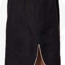 Palm Angels Logo-patch High-rise Linen Shorts -Outlet Pique Style Store R04166266 BLACKBLACK ALT04