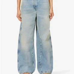 Palm Angels Distressed Straight-leg Mid-rise Jeans -Outlet Pique Style Store R04166275 LIGHTBLUE ALT02