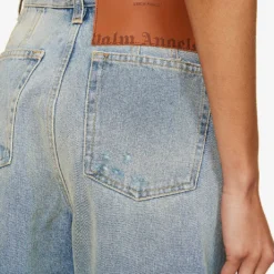 Palm Angels Distressed Straight-leg Mid-rise Jeans -Outlet Pique Style Store R04166275 LIGHTBLUE ALT04