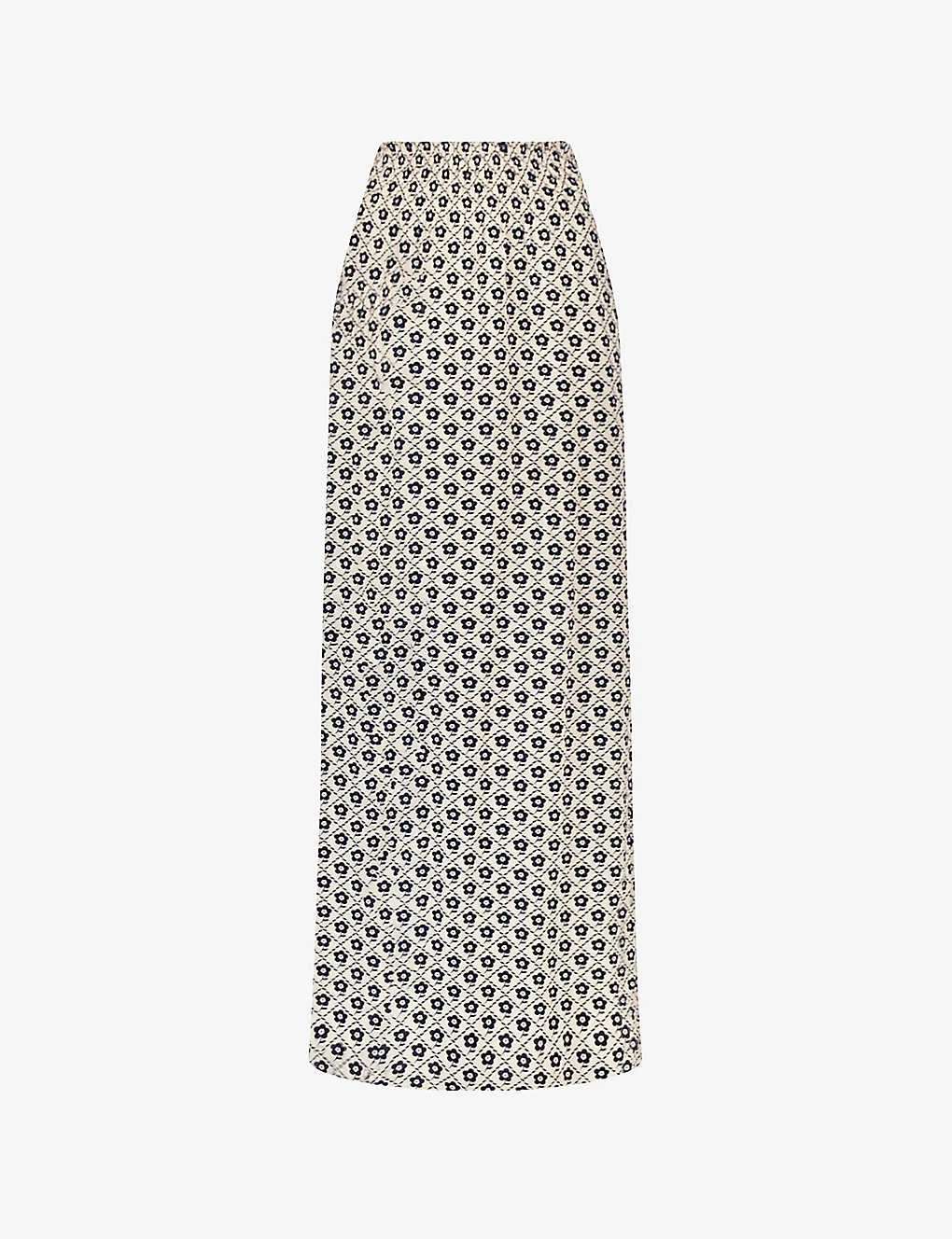 Floral-print High-rise Woven Maxi Skirt 1 Floral-print High-rise Woven Maxi Skirt