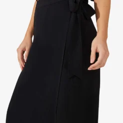 High-waisted Wrap Crepe Maxi Skirt -Outlet Pique Style Store R04166387 BLACK ALT02