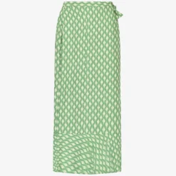 Diamond-print Wraparound Woven Maxi Skirt