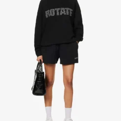 Crystal-embellished Logo-print Organic-cotton Shorts -Outlet Pique Style Store R04166485 BLACK ALT01