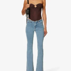 GOOD AMERICAN Good Legs Flared Low-rise Stretch-denim Jeans -Outlet Pique Style Store R04166603 INDIGO492 ALT02