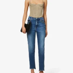 GOOD AMERICAN The Weekender Straight-leg Mid-rise Stretch Recycled-denim Jeans -Outlet Pique Style Store R04166610 INDIGO394 ALT02