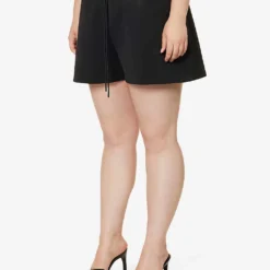 GOOD AMERICAN Scuba Drawstring-waistband Regular-fit Stretch-woven Shorts -Outlet Pique Style Store R04166621 BLACK001 ALT02