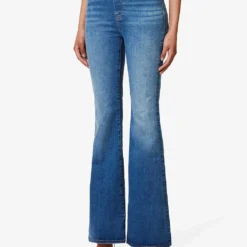 GOOD AMERICAN Pull On Faded-wash Flared-leg High-rise Stretch-denim Jeans -Outlet Pique Style Store R04166635 INDIGO490 ALT03