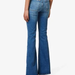 GOOD AMERICAN Pull On Faded-wash Flared-leg High-rise Stretch-denim Jeans -Outlet Pique Style Store R04166635 INDIGO490 ALT04