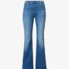 GOOD AMERICAN Pull On Faded-wash Flared-leg High-rise Stretch-denim Jeans