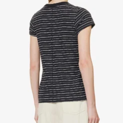 Rag & Bone Striped Short-sleeved Organic-cotton T-shirt -Outlet Pique Style Store R04166663 BLACKMULT ALT03