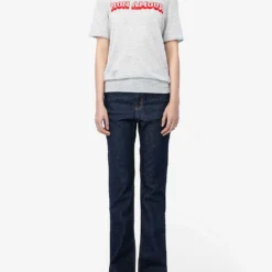 Zadig & Voltaire Ida Mon Amour Logo-printed Cashmere Jumper -Outlet Pique Style Store R04167410 NEIGE ALT01