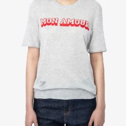Zadig & Voltaire Ida Mon Amour Logo-printed Cashmere Jumper -Outlet Pique Style Store R04167410 NEIGE ALT02
