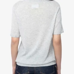 Zadig & Voltaire Ida Mon Amour Logo-printed Cashmere Jumper -Outlet Pique Style Store R04167410 NEIGE ALT03