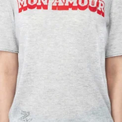 Zadig & Voltaire Ida Mon Amour Logo-printed Cashmere Jumper -Outlet Pique Style Store R04167410 NEIGE ALT04
