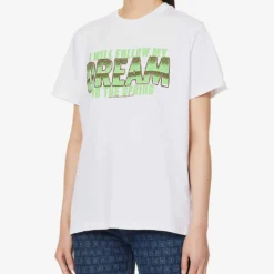 Ganni Dream Graphic-print Relaxed-fit Organic Cotton-jersey T-shirt -Outlet Pique Style Store R04167525 BRIGHTWHITE ALT02