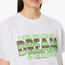 Ganni Dream Graphic-print Relaxed-fit Organic Cotton-jersey T-shirt -Outlet Pique Style Store R04167525 BRIGHTWHITE ALT04