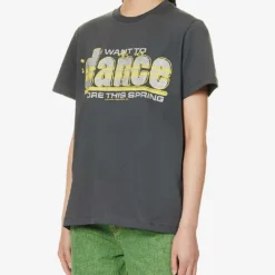 Ganni Dance Graphic-print Relaxed-fit Organic Cotton-jersey T-shirt -Outlet Pique Style Store R04167530 VOLCANICASH ALT02