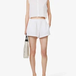 Yoko Elasticated-waistband Relaxed-fit Cotton-poplin Boxers -Outlet Pique Style Store R04167915 WHITE ALT01