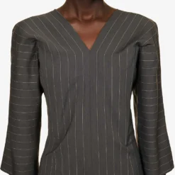 Chemera Pinstriped Wool And Silk-blend Midi Dress -Outlet Pique Style Store R04168303 GREYWITHSTRIPES ALT05