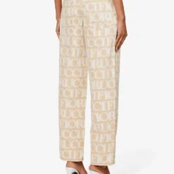 FIORUCCI Monogram-pattern Brand-patch Wide-leg Mid-rise Organic-denim Jeans -Outlet Pique Style Store R04168329 ECRU ALT03