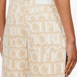 FIORUCCI Monogram-pattern Brand-patch Wide-leg Mid-rise Organic-denim Jeans -Outlet Pique Style Store R04168329 ECRU ALT04