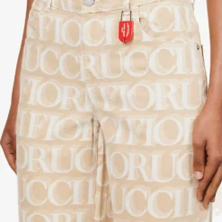 FIORUCCI Monogram-pattern Brand-patch Wide-leg Mid-rise Organic-denim Jeans -Outlet Pique Style Store R04168329 ECRU ALT05