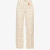 FIORUCCI Monogram-pattern Brand-patch Wide-leg Mid-rise Organic-denim Jeans