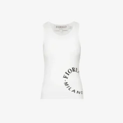 FIORUCCI Logo-print Ribbed Stretch-woven Top