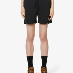 Exclusive Unisex Logo-patch Relaxed-fit Recycled-polyester Swim Shorts -Outlet Pique Style Store R04168679 BLACK ALT02