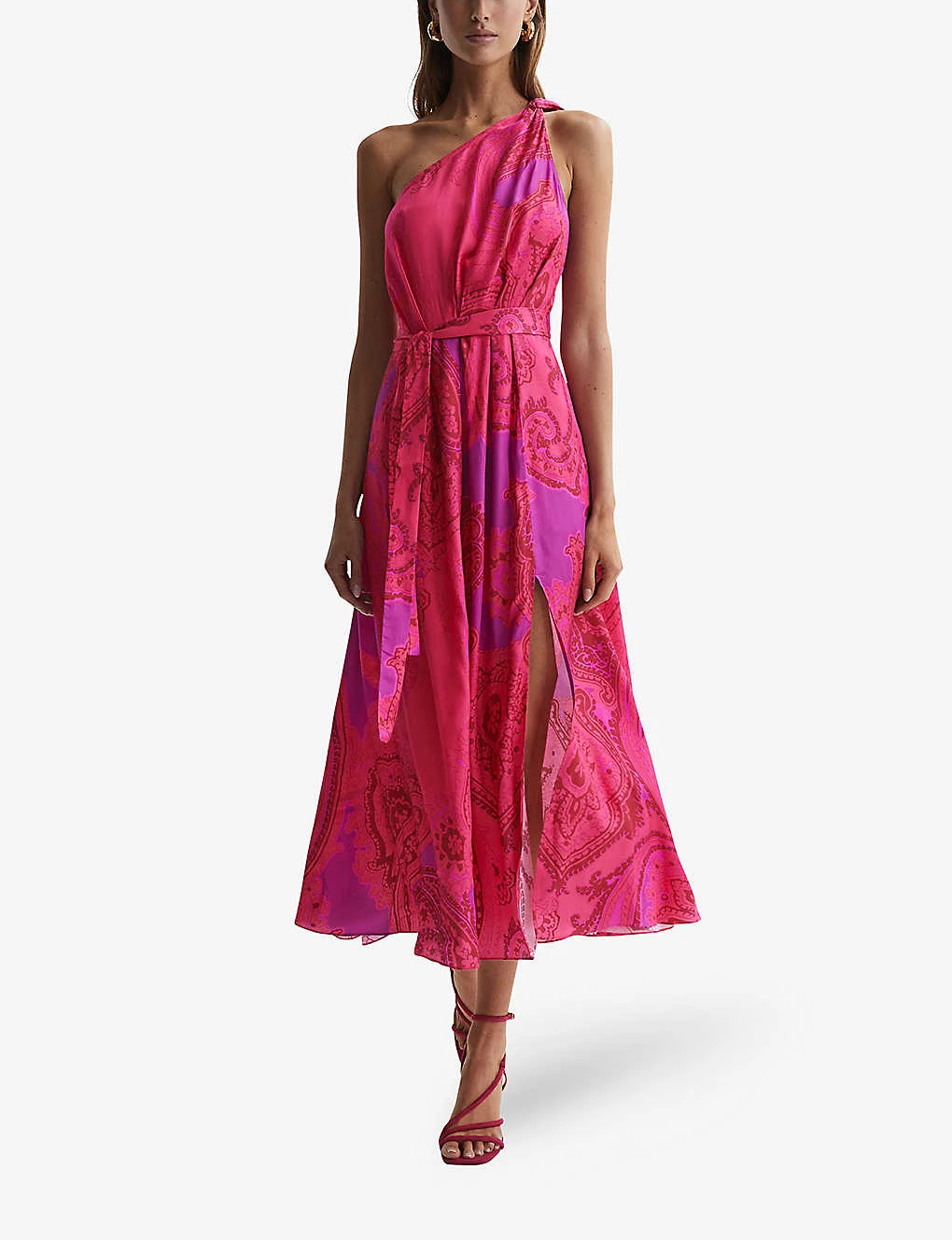 Reiss Mila Paisley-print One-shoulder Woven Midi Dress 2 Reiss Mila Paisley-print One-shoulder Woven Midi Dress - Image 2