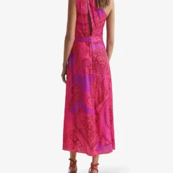 Reiss Mila Paisley-print One-shoulder Woven Midi Dress 6 Reiss Mila Paisley-print One-shoulder Woven Midi Dress -Outlet Pique Style Store R04169017 PINK ALT02