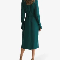 Reiss Phoenix Pleated-front Woven Midi Dress -Outlet Pique Style Store R04169047 GREEN ALT03