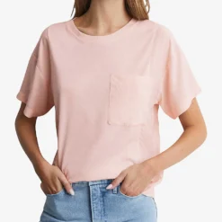 Reiss Sofia Patch-pocket Short-sleeve Cotton-blend T-shirt -Outlet Pique Style Store R04169181 PINK ALT02