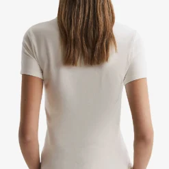 Reiss Sandy Round-neck Cotton T-shirt -Outlet Pique Style Store R04169191 IVORY ALT03