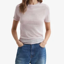 Reiss Alicia Round-neck Knitted Wool T-shirt -Outlet Pique Style Store R04169287 NEUTRAL ALT02