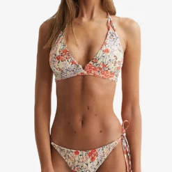 Reiss Daniella Floral-print Stretch-nylon Bikini Top -Outlet Pique Style Store R04169500 PINKPRINT ALT02