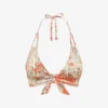 Reiss Daniella Floral-print Stretch-nylon Bikini Top