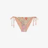 Reiss Daniella Floral-print Side-tie Stretch-woven Bikini Bottoms