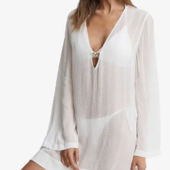 Reiss April Semi-sheer Striped Woven Kaftan -Outlet Pique Style Store R04169521 WHITE ALT02