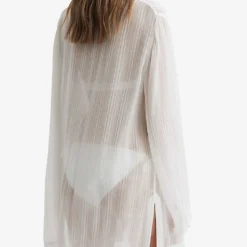 Reiss April Semi-sheer Striped Woven Kaftan -Outlet Pique Style Store R04169521 WHITE ALT03
