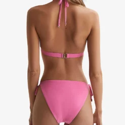 Reiss Ripley Triangle-shape Chain-embellished Stretch-woven Bikini Top -Outlet Pique Style Store R04169528 PINK ALT03