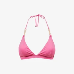 Reiss Ripley Triangle-shape Chain-embellished Stretch-woven Bikini Top