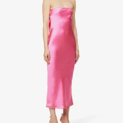 Exclusive Heather Strapless Satin Maxi Dress -Outlet Pique Style Store R04169537 FUCHSIA ALT02