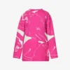 Valentino Panther-print Cowl-back Silk Blouse